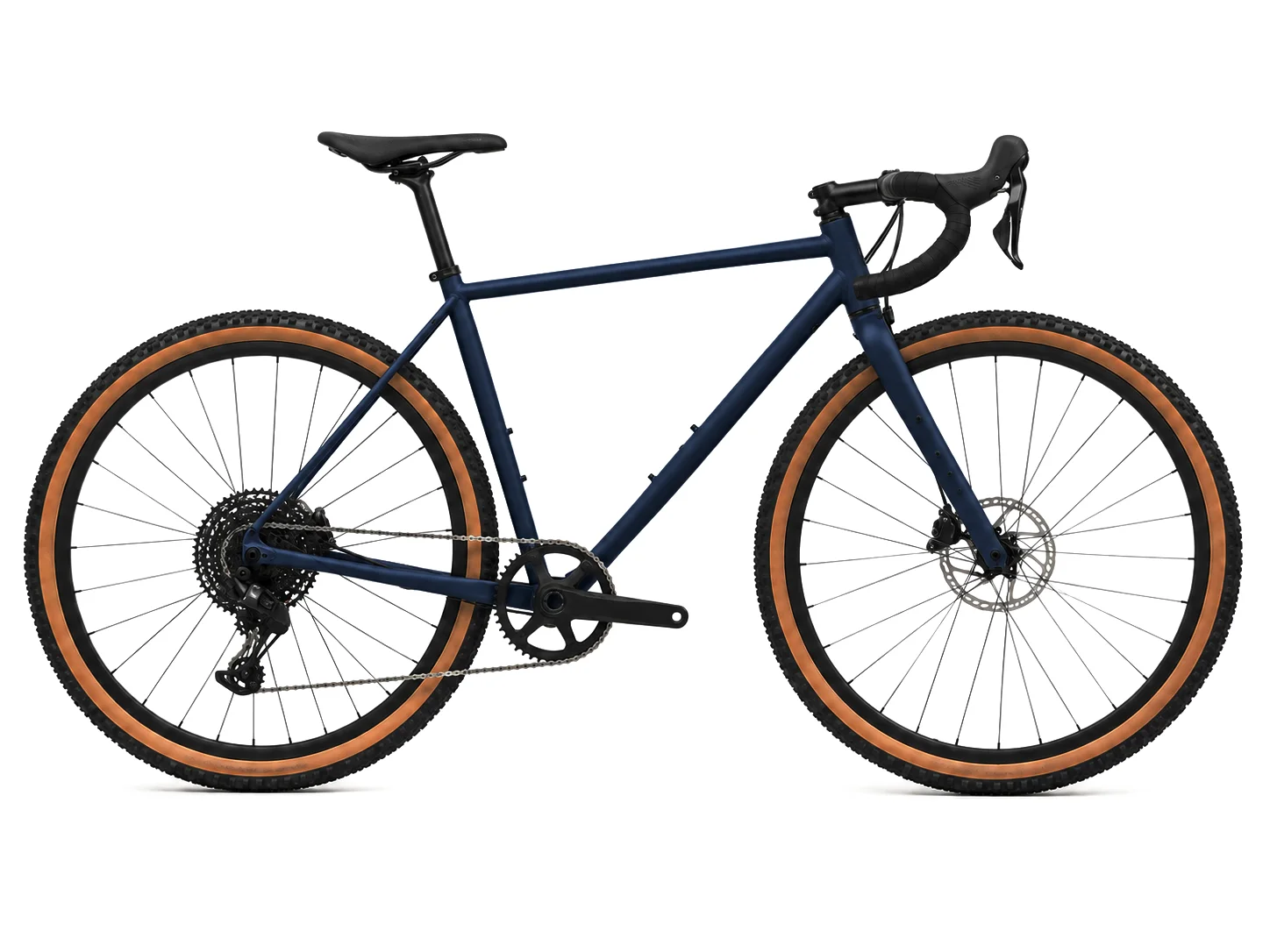 Bicicleta gravel Tramo en azul noche, vista de perfil.