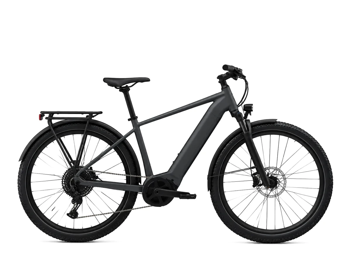 Repecho, bicicleta eléctrica gris grafito con batería integrada.